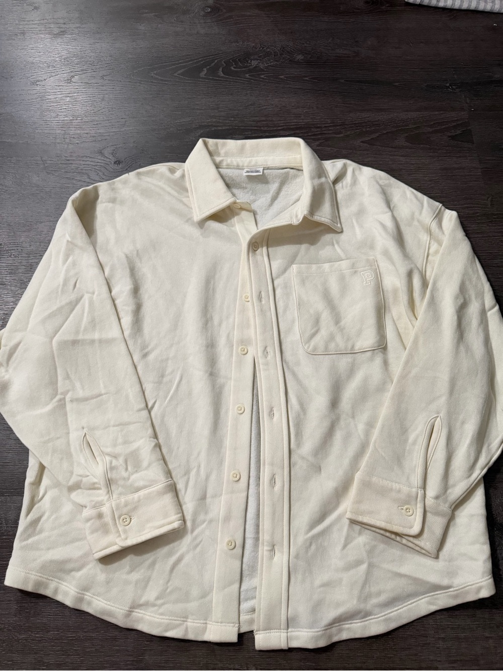 PINK Victoria's Secret Cream Long-Sleeve Button-Down Shirt
